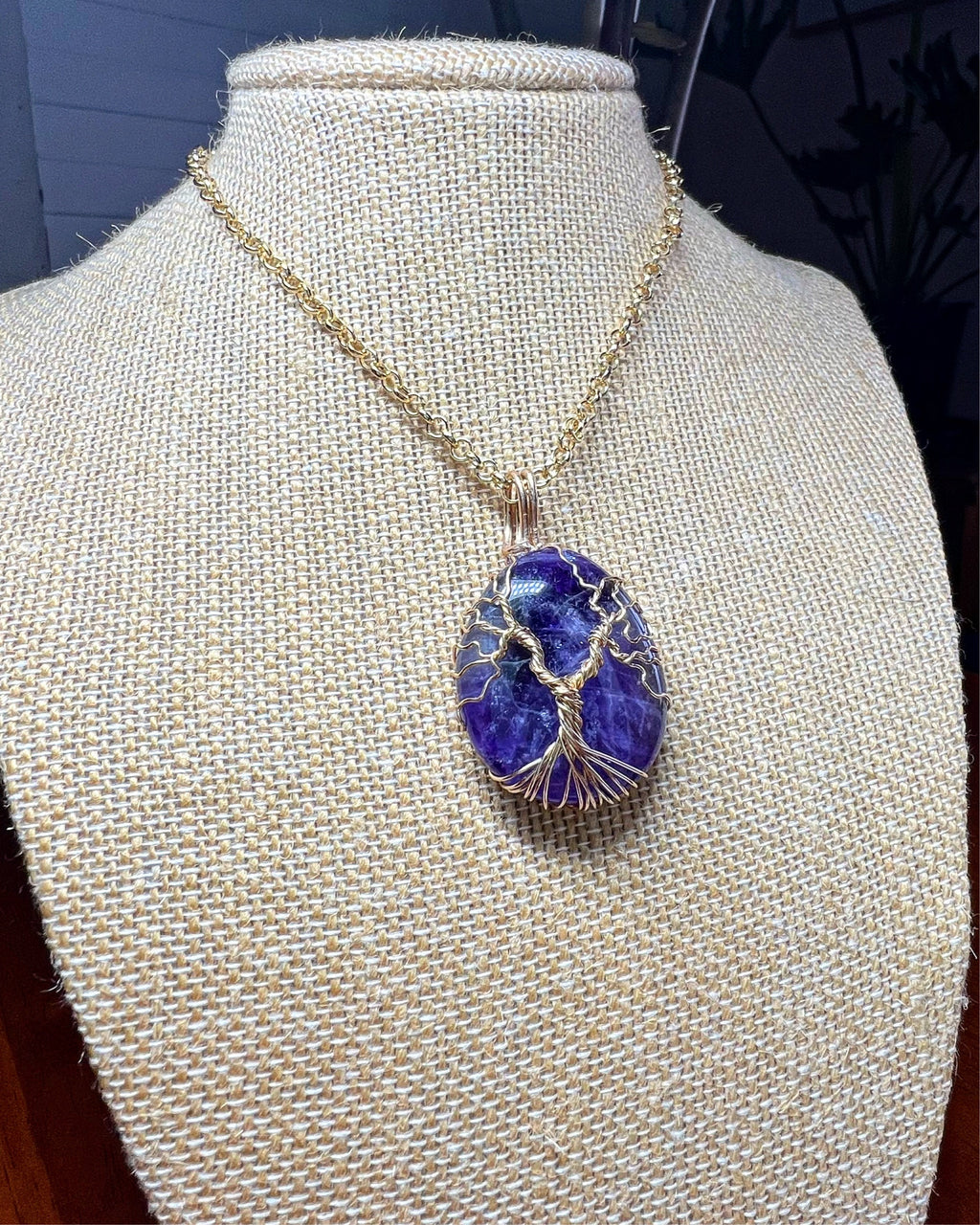 14k Gold Handmade Tree of Life Amethyst necklaces